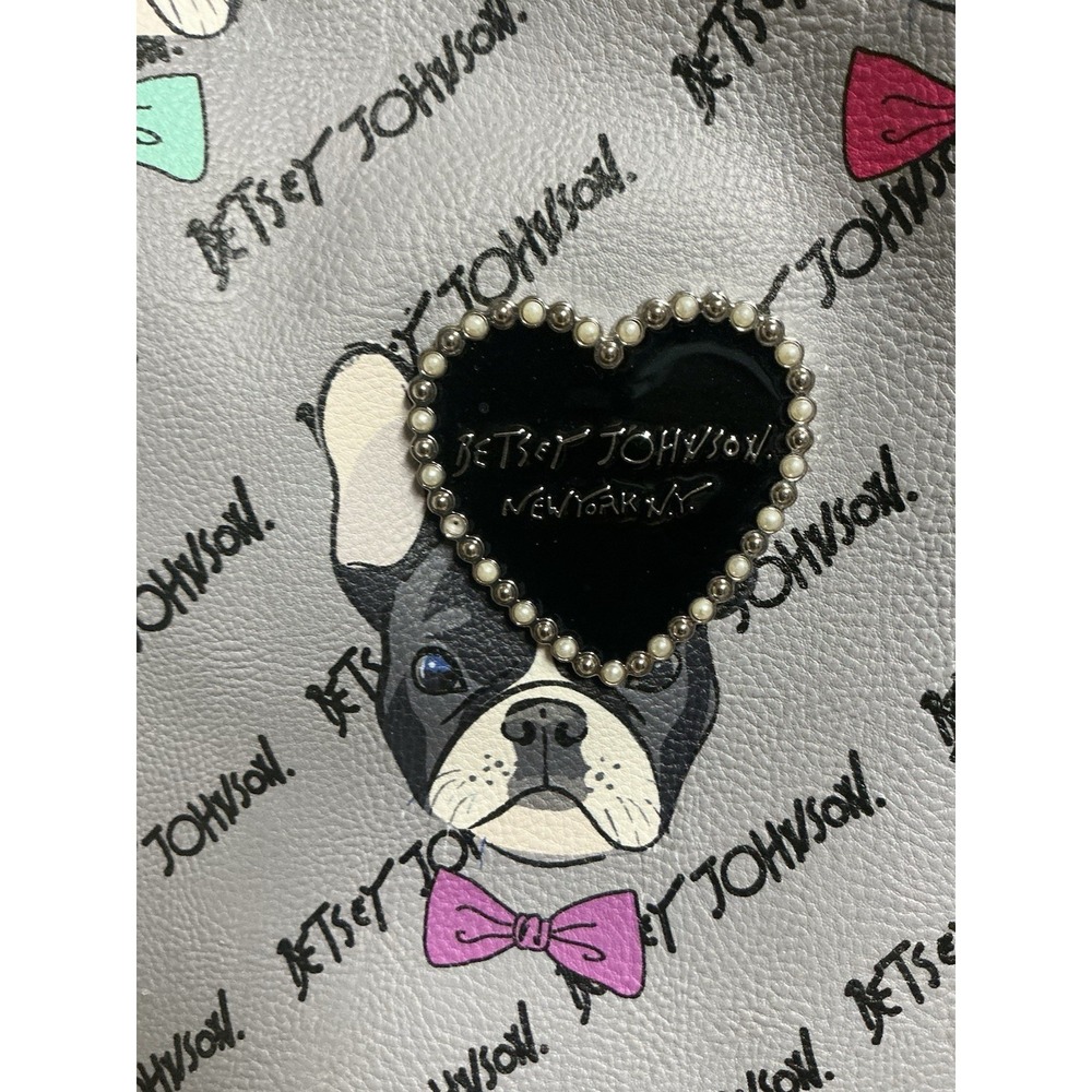 Betsey Johnson Logo Boston Terrier Print Backpack w/ 2 Zip Pockets - Picture 2 of 10